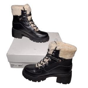 Steven New York Womens Henlie Combat & Lace-up Boots Black